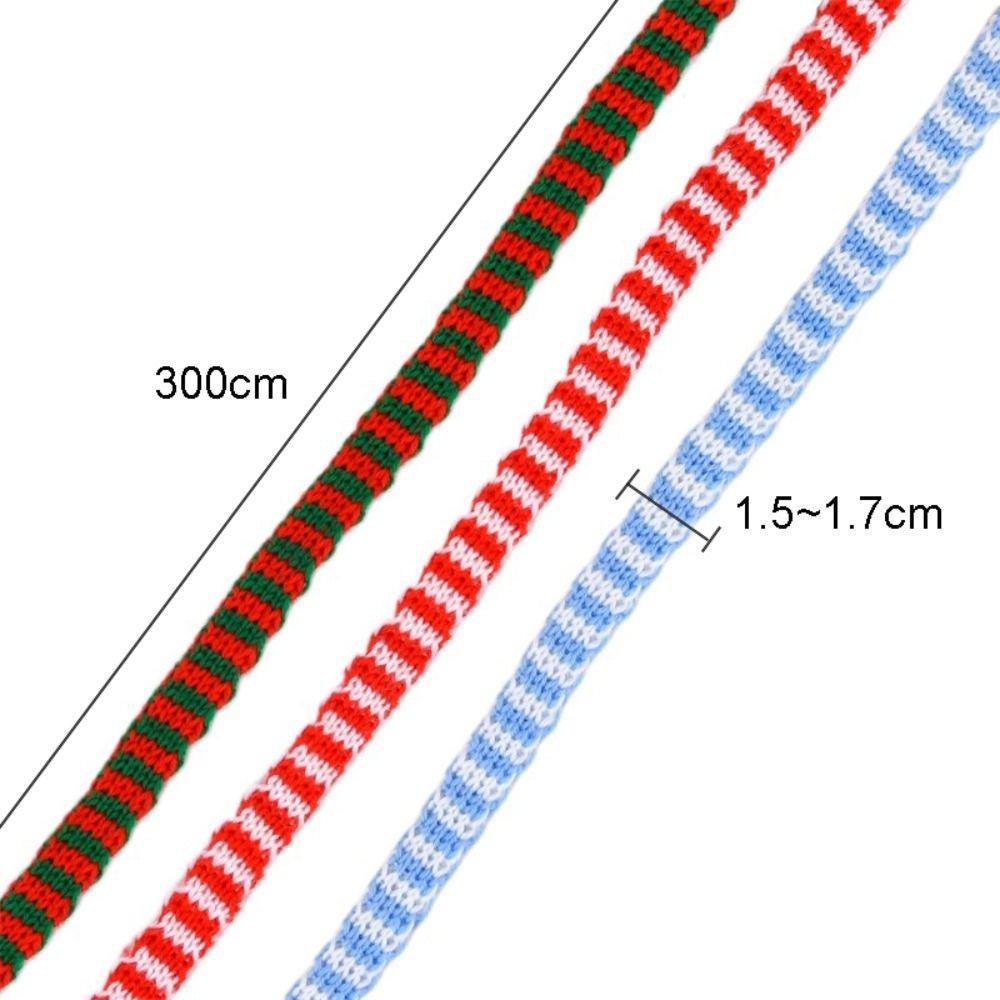 Handmade Woolen Yarn Ribbon Classical Stripe Ribbon Christmas Knitting Ribbon Christmas Decoration