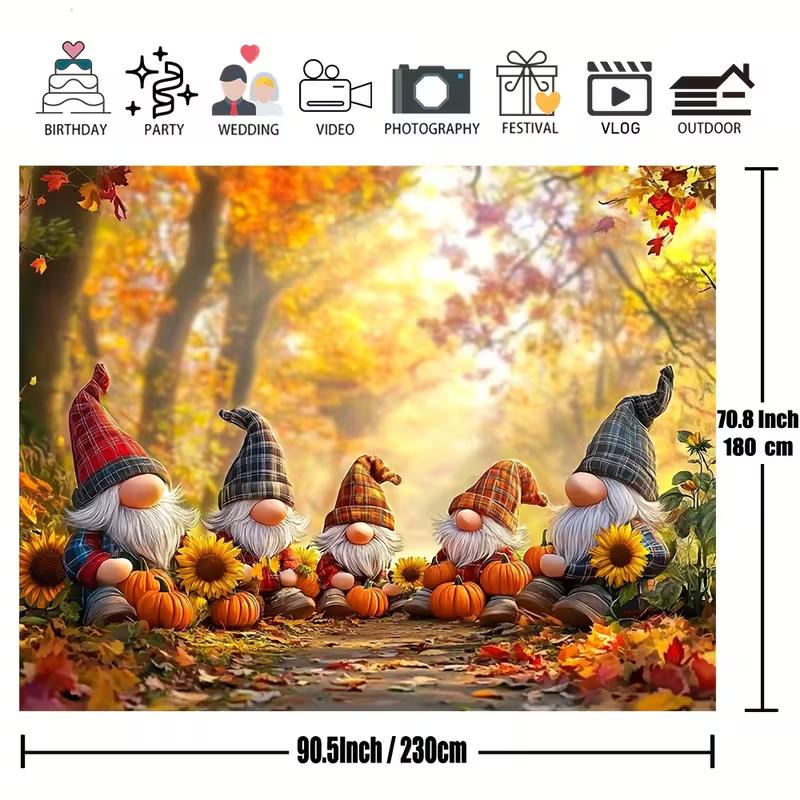 2D Thanksgiving Gnome Backdrop Harvest Forest Photography Background
