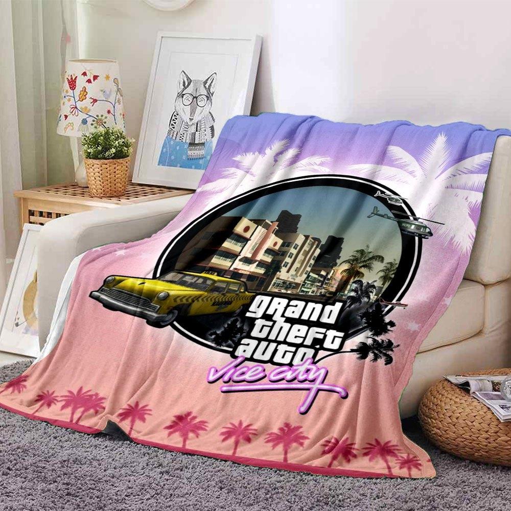 1 pezzo Coperta Morbida in Flanella Grand Theft Auto con Stampa di Designer Una coperta accogliente per tutte le stagioni, perfetta per il divano, il letto, l'ufficio