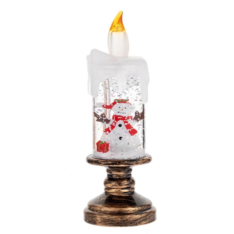 Snow Globe Candle Lamp With Realistic Floating Snowflakes Safe Plastic Design For Christmas Winter Party Homes Decors