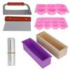 DIY Silicone Hand Made Soap Mold Set Wood Box Wavy Straight Cutter Molds Heat Shrinkage Film