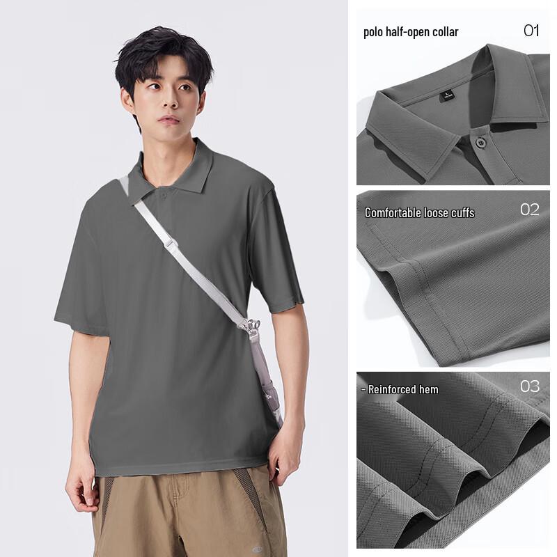 Jeanswest Men's Cooling Breathable Loose Fit Polo Shirt