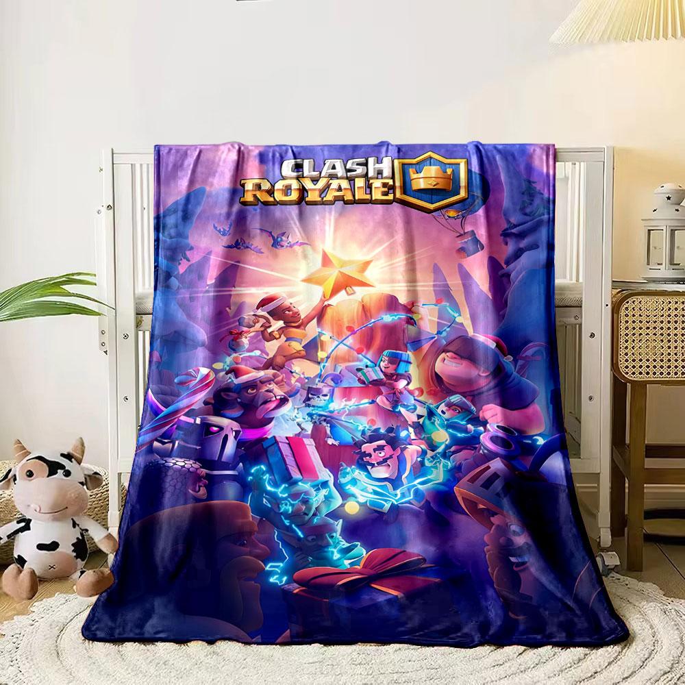 Festive Clash Royale characters surrounded by gifts and electric effects. for all seasons blanket lunch break throw gift