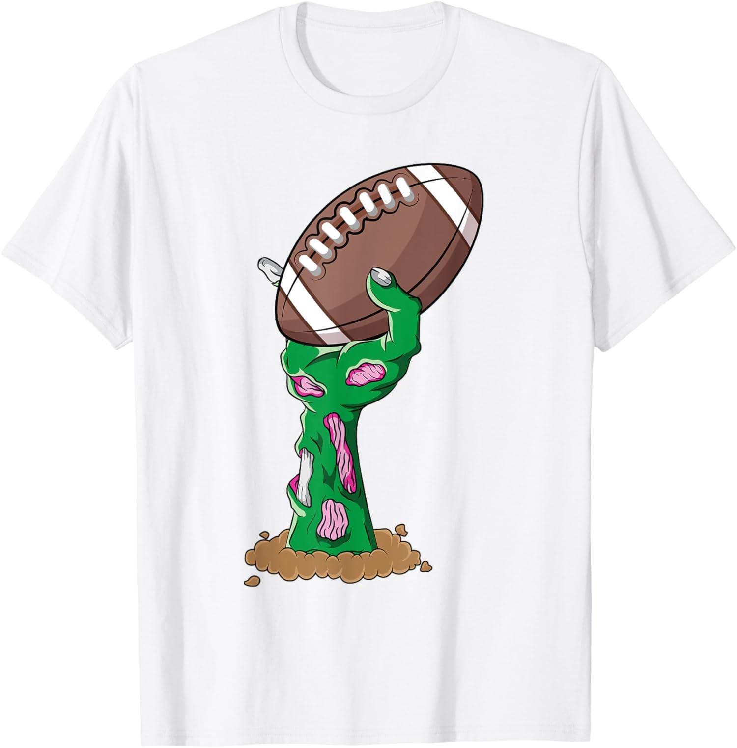 Zombie Hands Football Funny Horror Scary Halloween Unisex T-Shirt S разноцветный