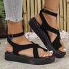 Fashion Summer Leopard Platform Sandals For Women Peep Toe Cross Strap Roman Sandals Woman Fashion Thick Sole Women's Sandals
