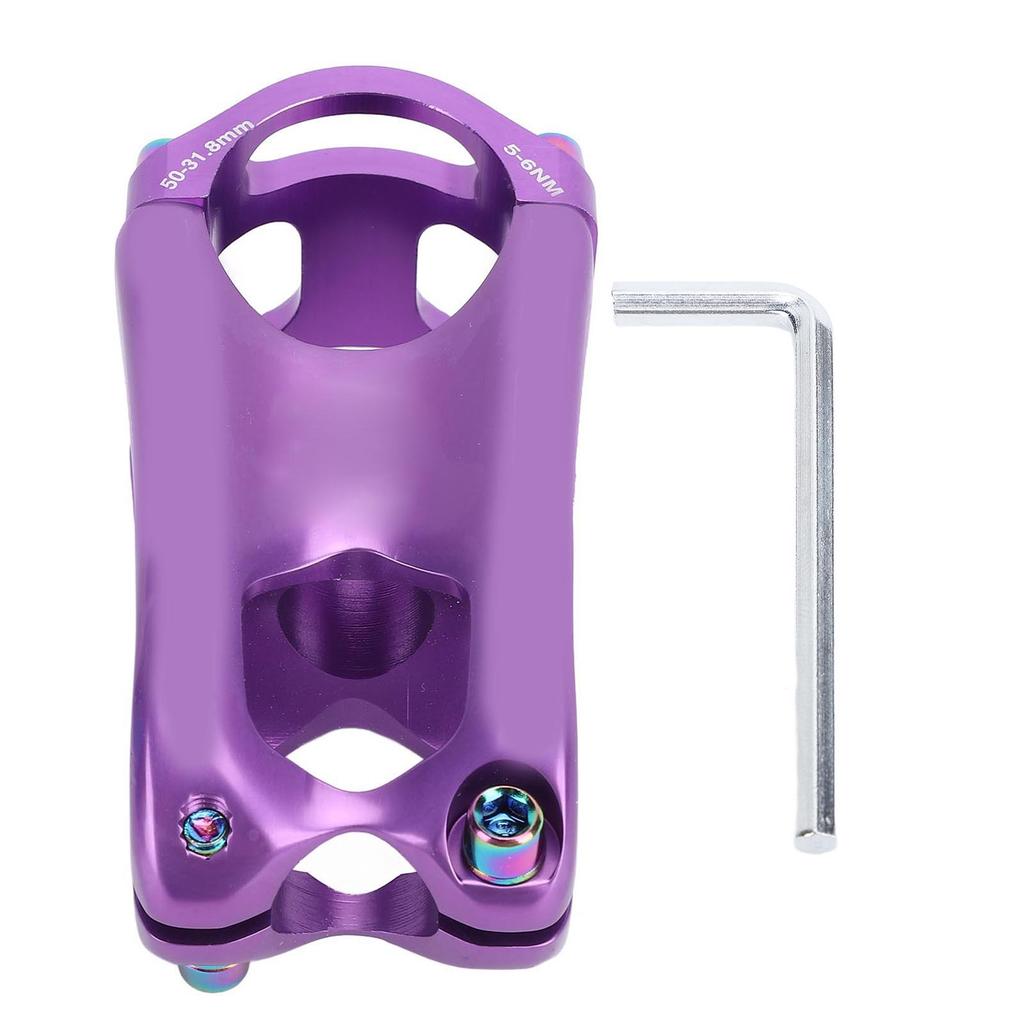 Cycling Stem CNC Hollowed Out High Strength Aluminum Alloy 50mm Handlebar Stem for 28.6mm and 31.8mm Diameter Purple