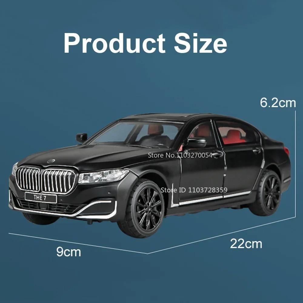 1:24 760LI M3 Toy Car Models Alloy Diecast Miniature Vehicles Sound Light Doors Opened Pull Back Shock Absorption for Kids Gifts
