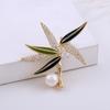 Elegant Chinese Freshwater Pearl & Bamboo Brooch with Zircon Accents - Women's Luxury Suit Accessory