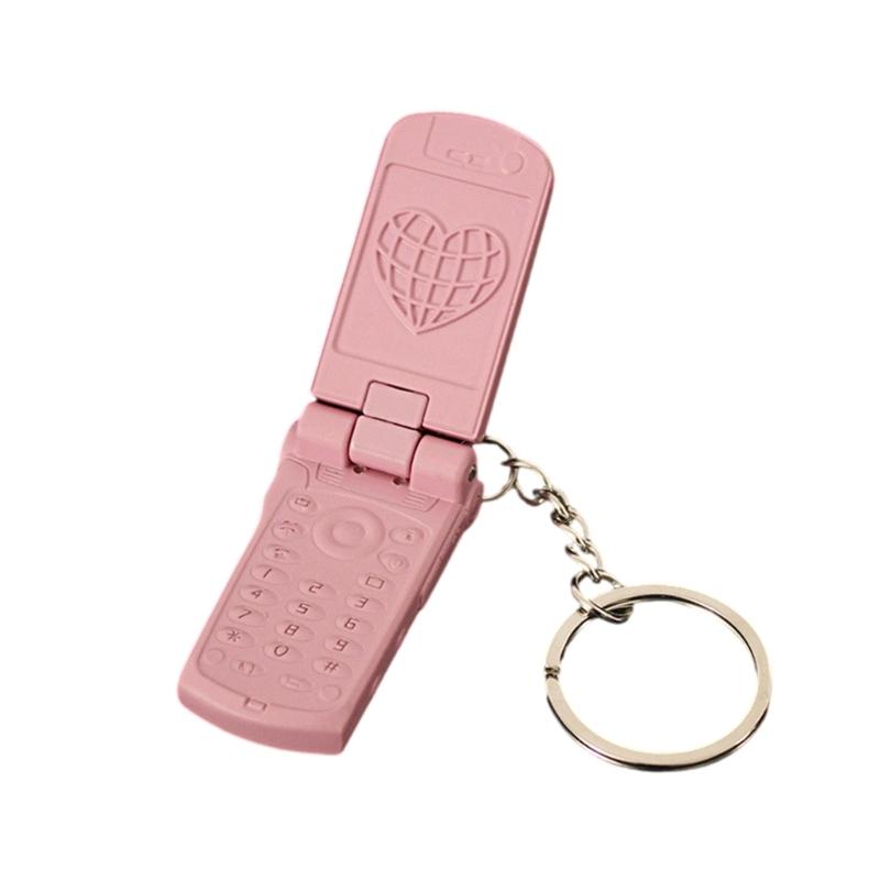 Portable Flip Rotating Small Phone Keychain Charm Pendant With Full Zinc Alloy Designs for Personalize Decoration