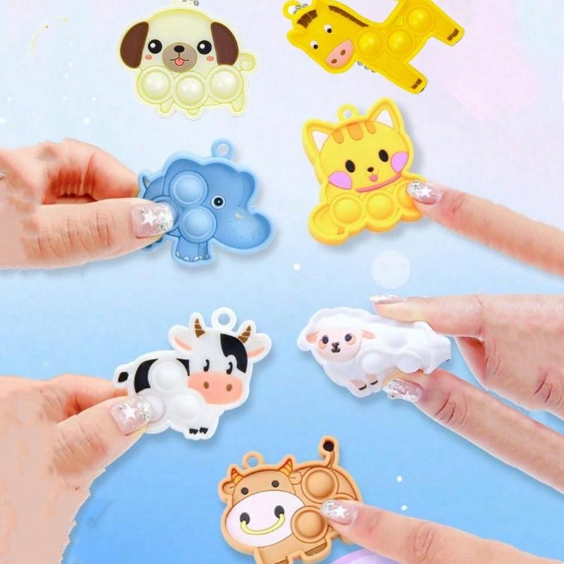 7Pcs Animal Sheep Cat Dogs Pop  Toys Push Bubble Poppers Sensory Stress Relief Toy Squeeze Toy Party Favors
