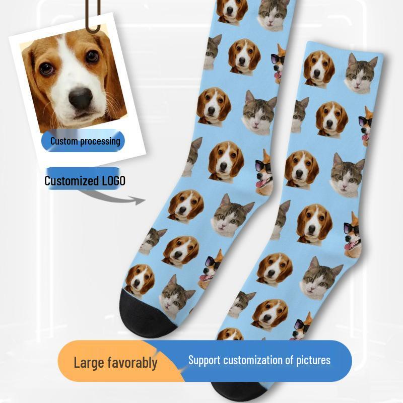 Șosete DIY cu Imprimeu 3D al Feței - Cadou de Crăciun Personalizat din Poliester cu Design 360°