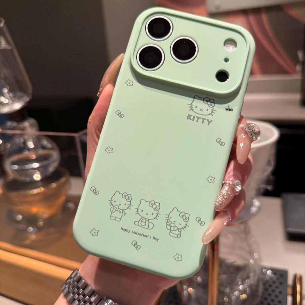 Liquid Silicone Cute KT Cat Phone Case for iPhone 17 Pro Max - Full Coverage, Drop-proof.