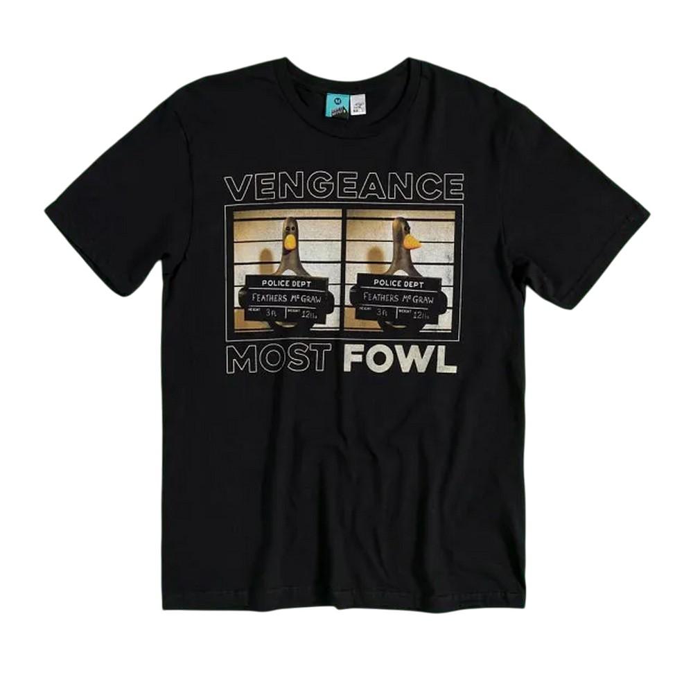 Wallace and Gromit Unisex Adult Vengeance Most Fowl Feathers McGraw Mugshot T-Shirt