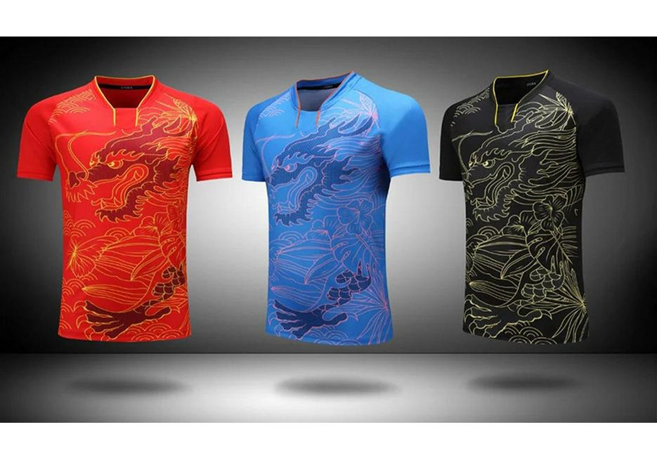 Unisex Schnelltrocknendes Drachenmuster Tischtennis-Uniformset - Sommer Kurzarm Sporttrikot für Training & Wettkampf