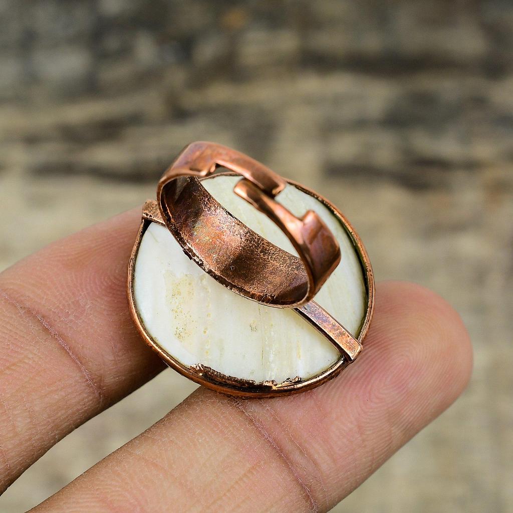 Mother Of Pearl Ring Electroformed Copper Jewelry Black Onyx Ring Adjustable Rings Gemstone Jewelry Electroformed Copper Ring Handmade Ring