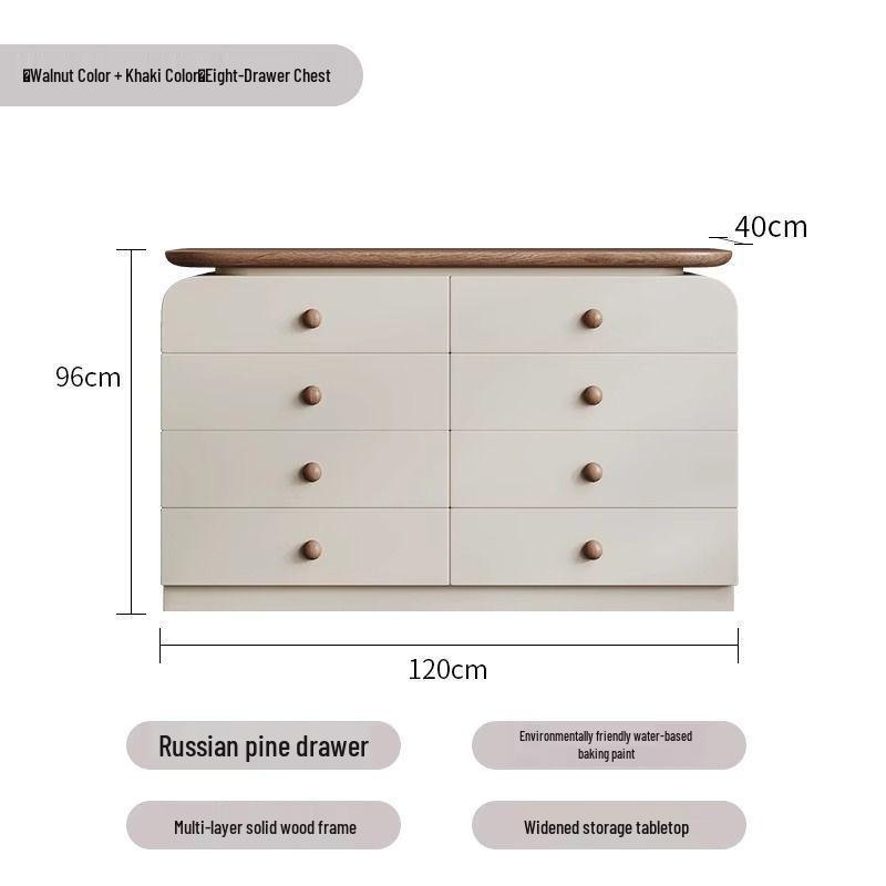 Retro Solid Wood Wall Storage Cabinet: Five-Drawer & Eight-Drawer Combo for Living Room