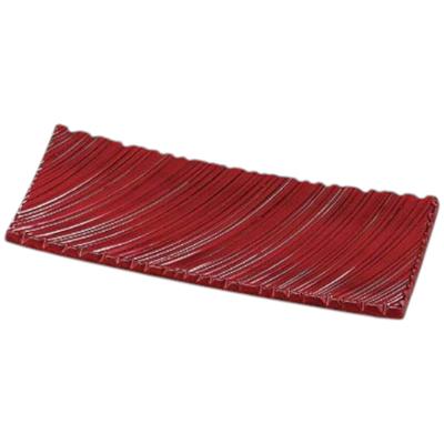 Premium Nigiri Sushi 27cm Shinogi Wave Carved Plate with Negoro Made In Japan J-Kitchens Plate, Lacquer, Shatter-Resistant,