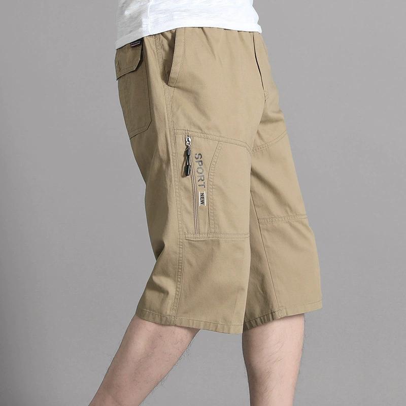 Cotton Cropped Pants Middle-aged Men's Cotton Shorts Dad Summer Thin Casual Pants Beach Loose Large Size Pants