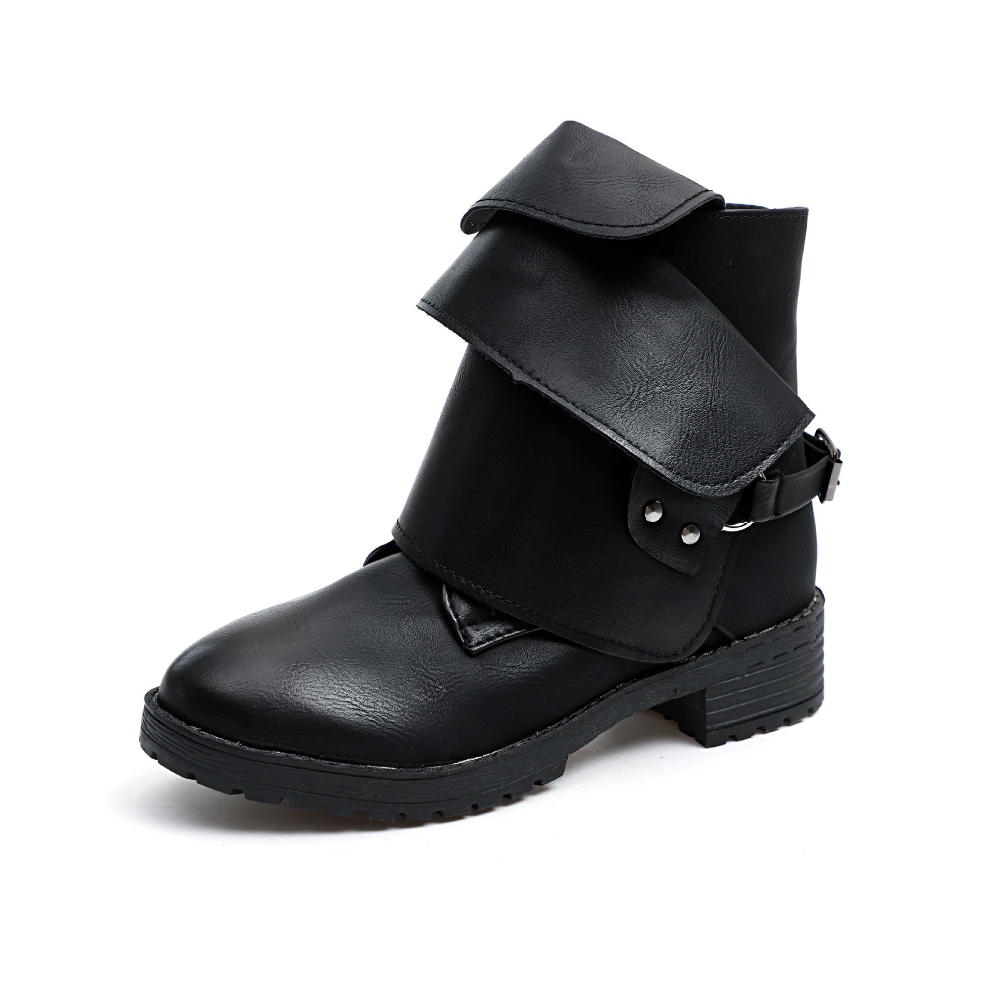 

Мода 2024 года мода рыцарские сапоги осень-зима низкие каблуки женские туфли женская мода 887 сапоги панк PU женские сапоги 559 4 чёрный