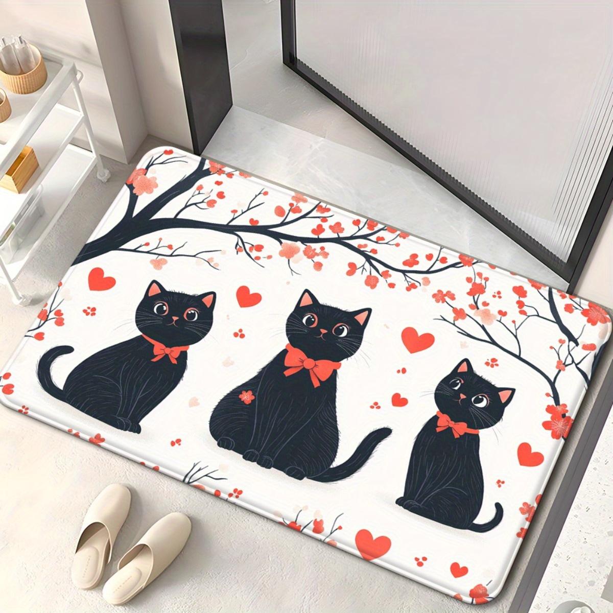 

Tappetino stampato con artigli di gatto dei cartoni animati - Tappeto antiscivolo per gatti neri arancioni adatto per soggiorno 40cm x 60cm