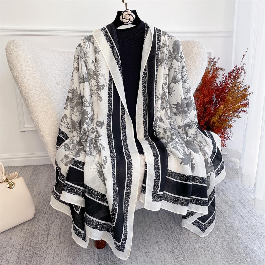 88*180cm Print Women Viscose Scarf Cotton Linen Feeling Ventilate Luxury Soft Female Shawl Tassel Muslim Hijab Pashmina