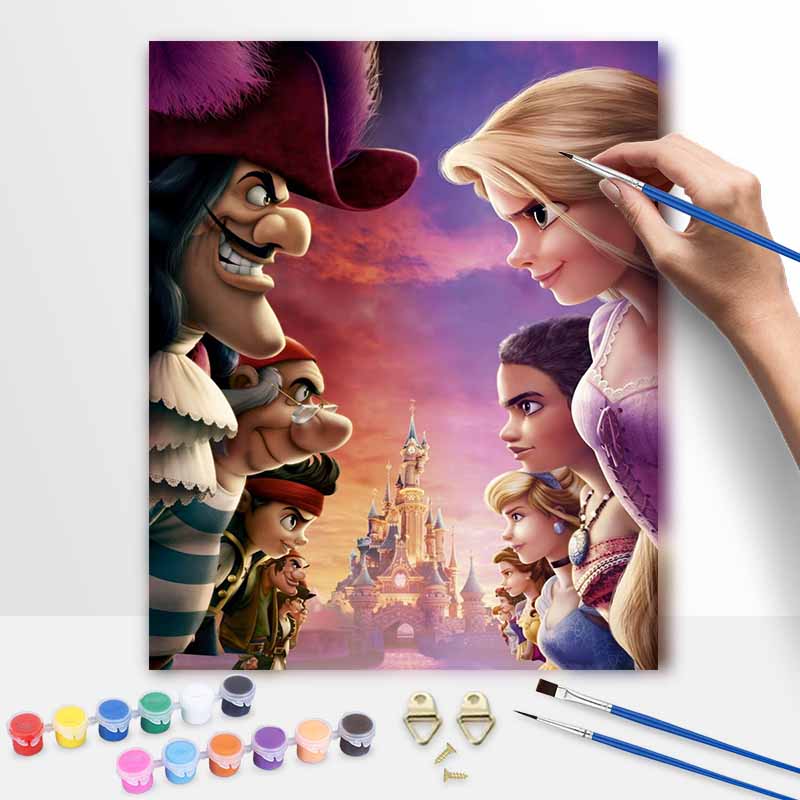 Disney DIY Oil Painting Art Painting Kit Rapunzel Hook Home Wall Decor Handmade Gift Disney Princess Characters Canvas Painting Poster Art