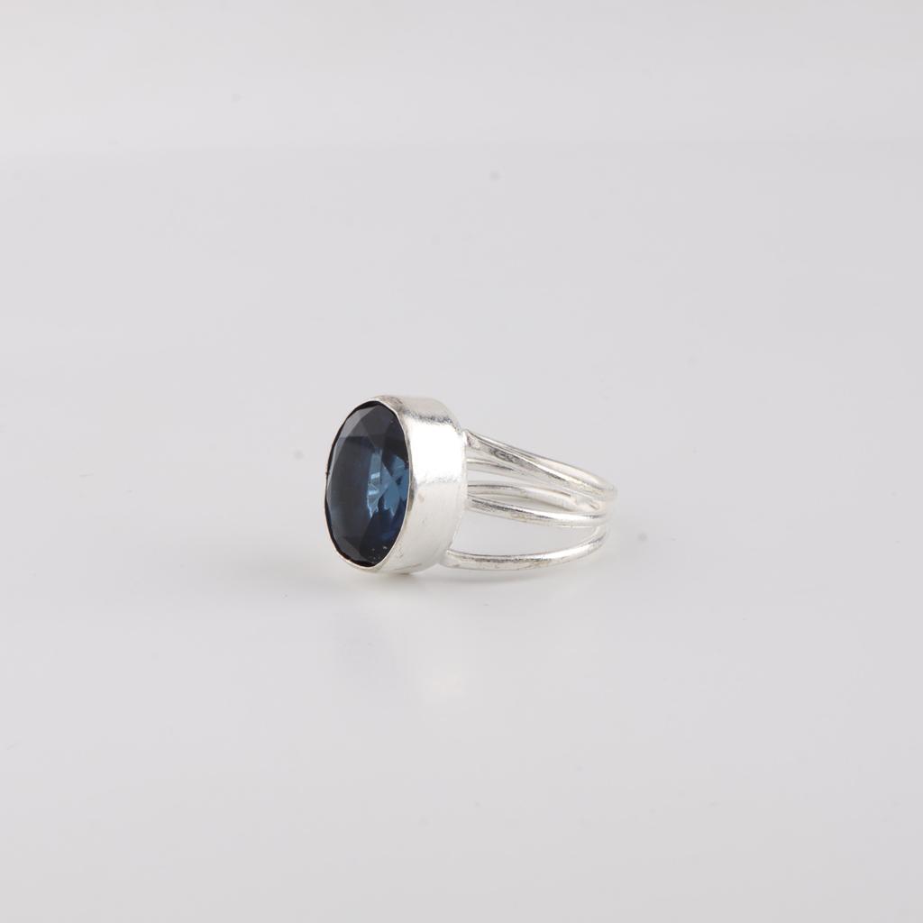 London Blue Topaz Gemstone Silver Ring, 925 Sterling Silver Handmade Topaz Jewelry, Women Wedding Ring, December Birthmonth Gift RR-73-3