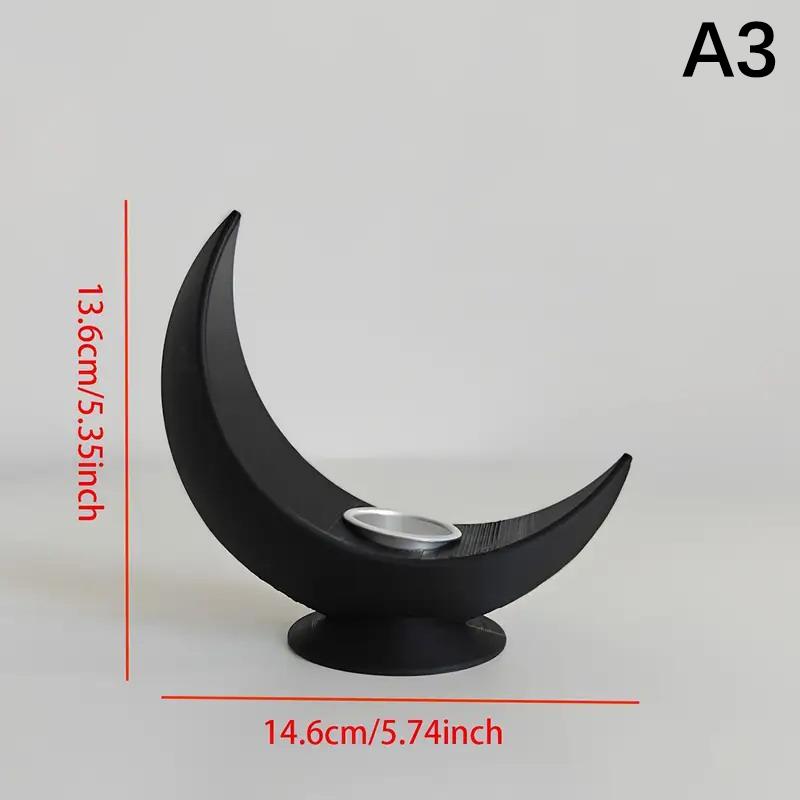 

Винтажный готический черный подсвечник в виде полумесяца, напечатанный на 3D-принтере, лунный подсвечник, создающий романтическую атмосферу, украшение для дома