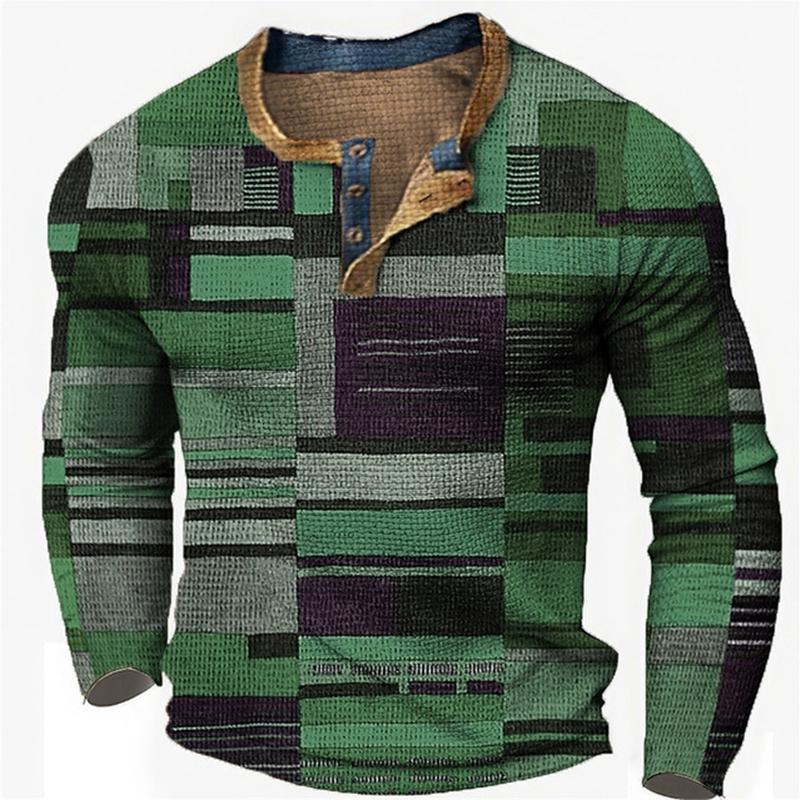 Pánské tričko s dlouhým rukávem, Přeshraniční zahraniční obchod, Digitální tisk, Pánská polokošile s knoflíky a dlouhým rukávem, Pánské tričko s dlouhým rukávem, Pánské oblečení