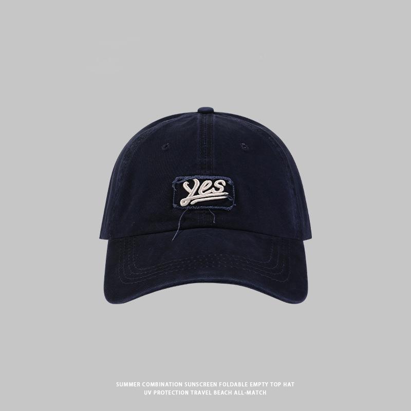 Washed Embroidered Letters Soft Top Baseball Hat for Women's Autumn New Versatile Sun Visor Couple's Baseball Hat