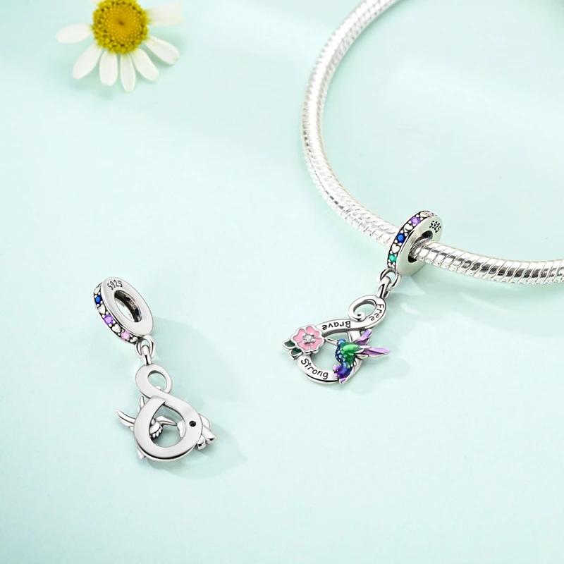 Charmscopperdreamy Hummingbird Flower Beads Fit Plataoriginal Braceletwomen Jewellery Making Fine Gifts