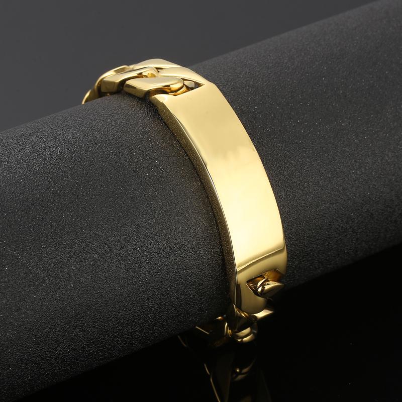 18mm Width ID Hip Bracelet Men Stainless Steel 316L Fashion Jewelry