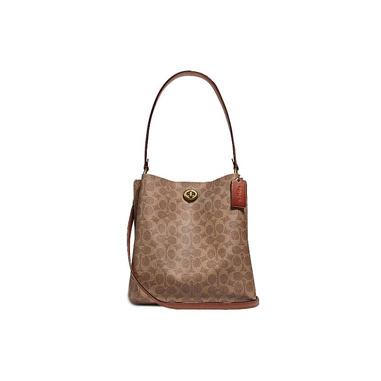 

Новая холщовая сумка-ведро COACH Charlie с кожаной отделкой, сумка-кроссбоди, сумка на плечо, средний размер, женская, красно-коричневая 89003-B4NQ4 26.4*15.5*26.9CM