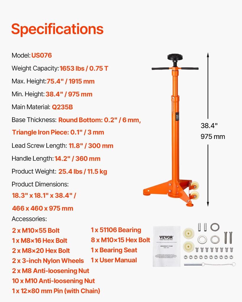 Underhoist Support Stand 3/4Ton Capacity Under Hoist Jack Stand Two Wheels