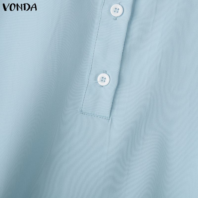 VONDA Damska Sukienka Mini z Klapami, Długim Rękawem, Zapinana na Guziki, Casualowa Tunika