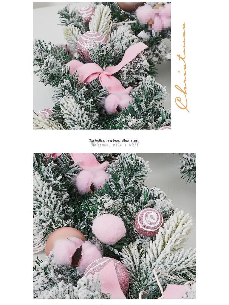 Enchanted Snowy Christmas Rattan Wreath for Window and Mall Displays