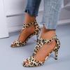Sandales Zèbre Sexy Mode Femmes Léopard Fines Hauts Talons Escarpins Dames Bouche de Poisson Romaines Été Nouvelle Fête Bout Ouvert