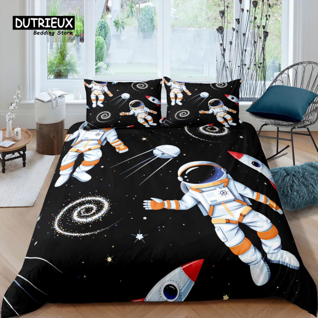 

Home Living Luxury 3D Astronaut Bedding Set Kids Duvet Cover Pillowcase Rocket Bedding Set Queen and King EU/US/AU/UK Size EU single(135x200cm)