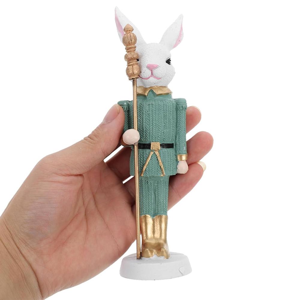 1Pc Easter Rabbit Nutcracker Resin Bunny Figurine Sculpture Holiday Nutcracker Doll
