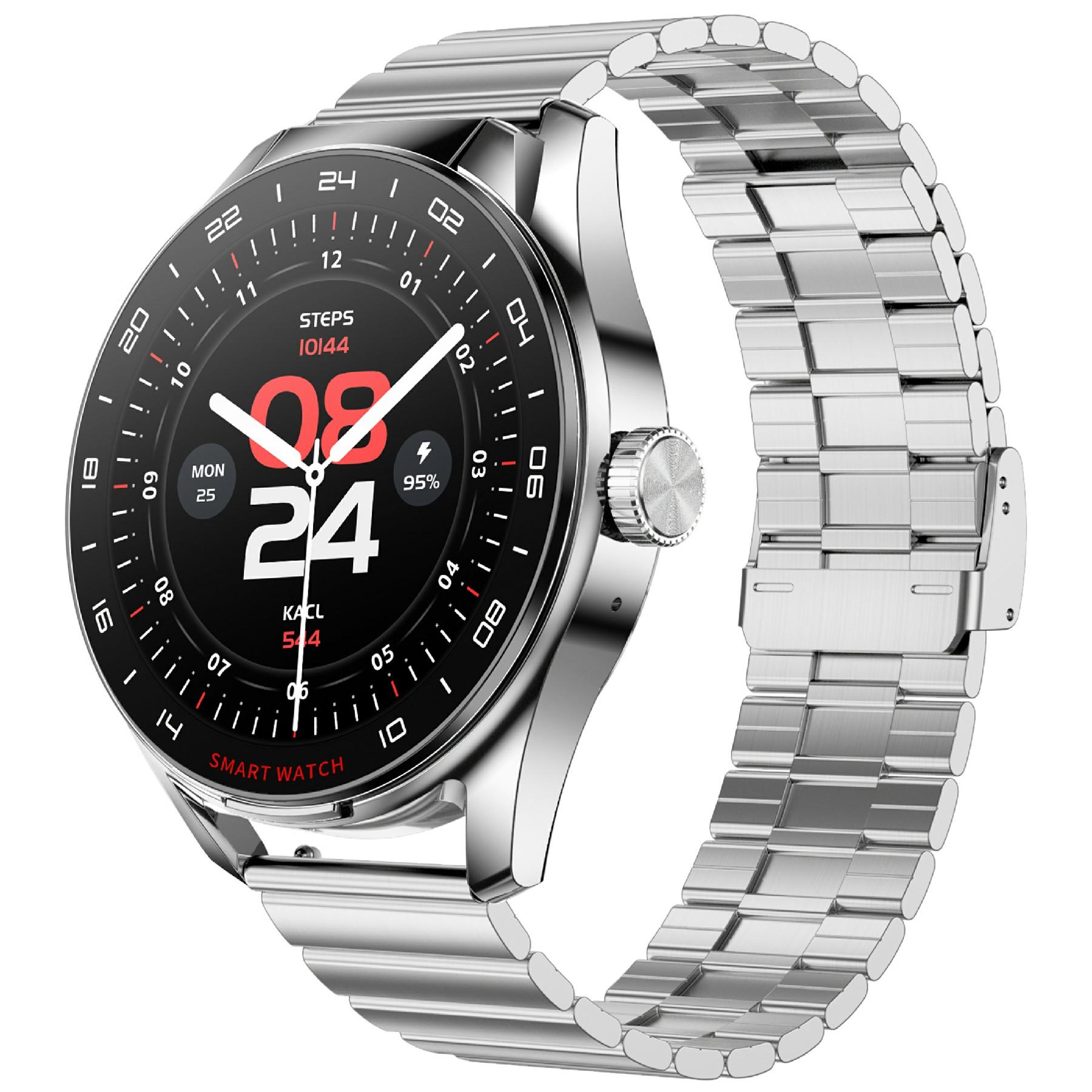 

Смарт-годинник D9 зі сталевим ремінцем з навушниками, сумісний з Bluetooth 5.3, монітор серцевого ритму, NFC, сенсорний екран, фітнес-трекер Silver