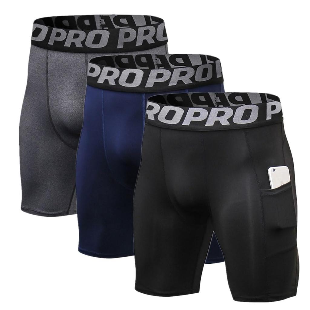 Sports Compression Inner Half Tights with for and Size L and Gray Men's Shorts, Shorts, Leggings, Pockets, Moisture-Wicking, Quick-Drying, Running,