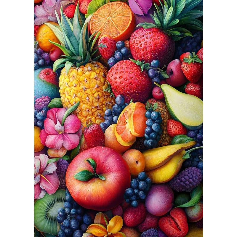 Zátiší Jablko Pomeranč Fík Plakát Hrozny Granátové jablko Ananas Jahoda Plátno Malba Nástěnné Umění Tisk Kuchyně Domácí Dekorace