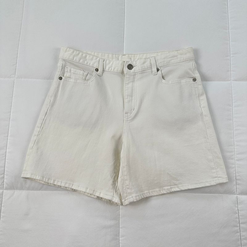 

U Fitting Room Plus Size Sisters Ins Stretchy Straight-Leg Pants Summer Casual All-Match Washed Denim Shorts White 31