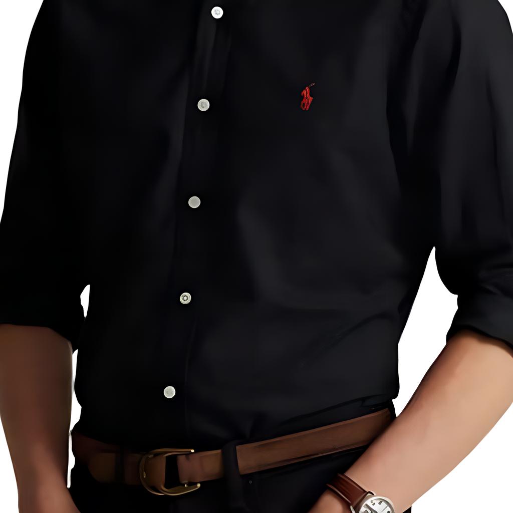 Polo Ralph Lauren Dyed Oxford Solid Color Long Sleeve Button Shirt Men Shirts Black 198352638061