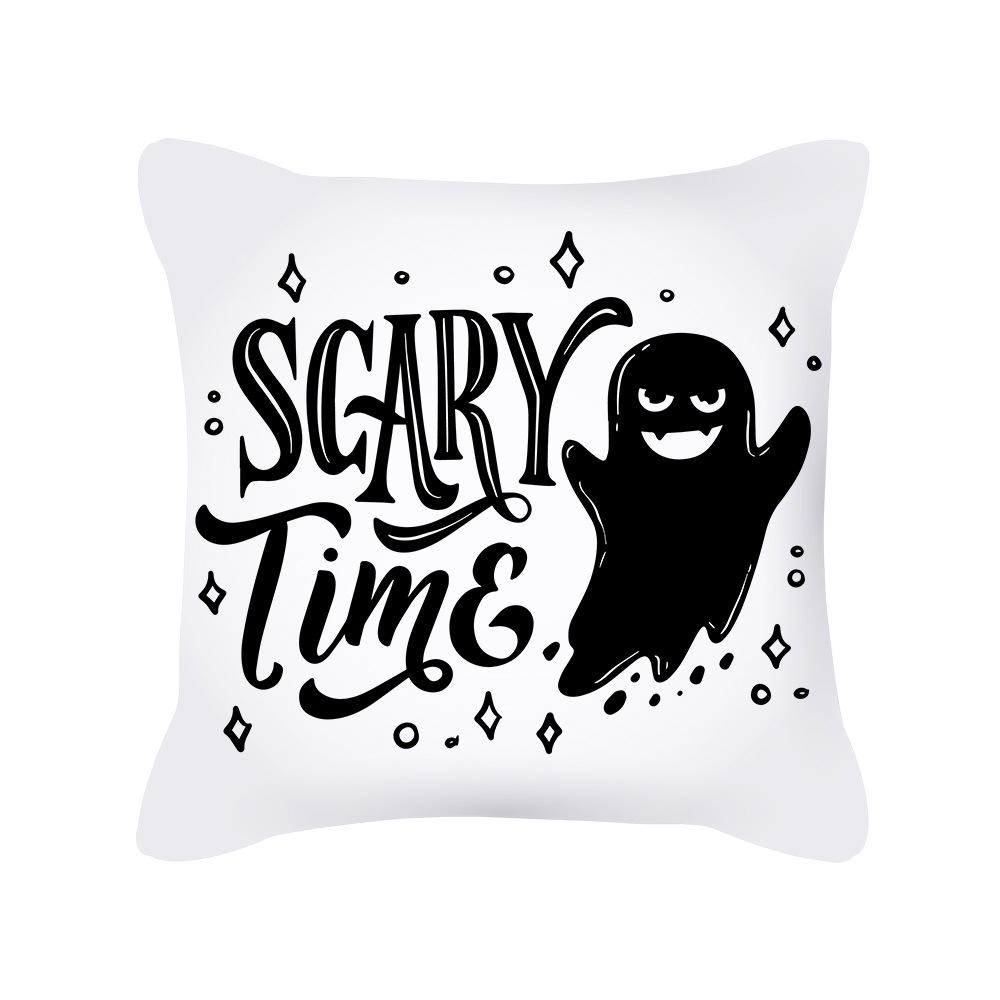 Nordic Black and White Halloween Cushion Letters Ghost Peach Skin Cushion Cartoon Home Cushion Cover
