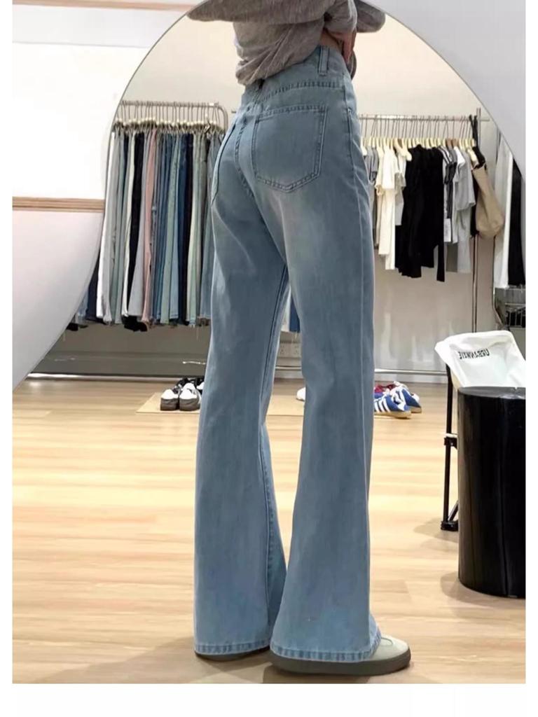 Plus Size High Waist Retro Flare Jeans for Women - Pear Shape Slimming Straight Leg Pants