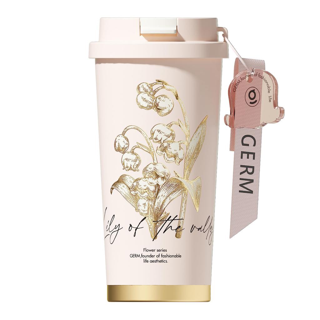 GERM 500ml Lily of the Valley Coffee Stainless Steel Hot Vacuum with and Stylish Coffee Bottle for Outdoor Use Tumbler, 316L, 2-Way Insulation, &