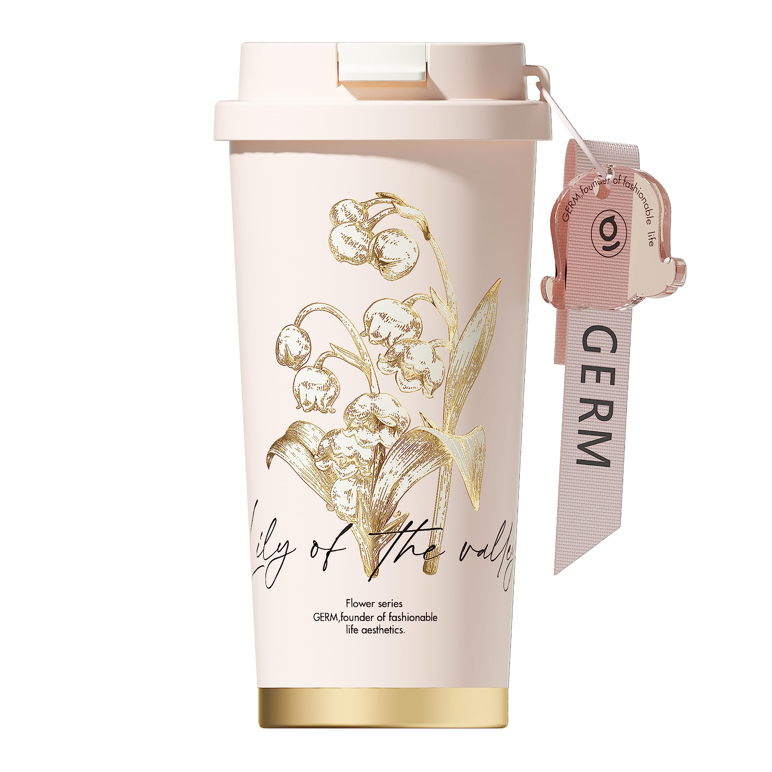 

GERM 500ml Lily of the Valley Coffee Stainless Steel Hot Vacuum with and Stylish Coffee Bottle for Outdoor Use Tumbler, 316L, 2-Way Insulation, & розовый