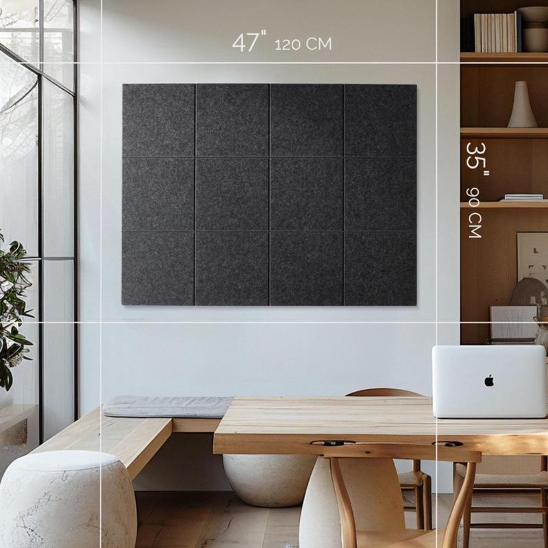 12-Piece Self-Adhesive Acoustic Panels - Soundproof, Eco-Friendly Polyester Fiber Wall Stickers
