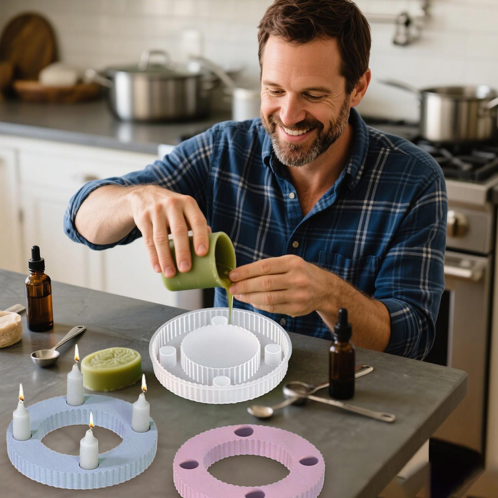 

Силиконовая форма для подсвечника 4 отверстия Круглая форма для подсвечника Круглая форма Инструмент для рукоделия Для украшения дома Фестиваль Мастерская Стол CHINA